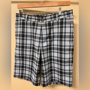 Slazenger Blue/Gray Plaid Golf Shorts 32” Waist